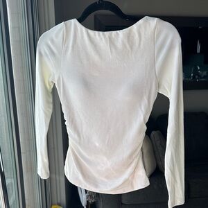OGL White Long Sleeve Top with Built in Bra